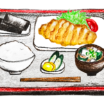 とんかつ定食のイラスト