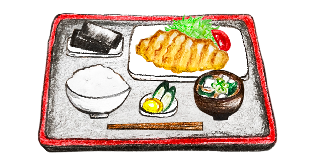 とんかつ定食のイラスト