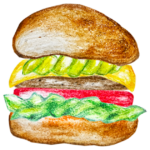 アボカドバーガーのイラスト