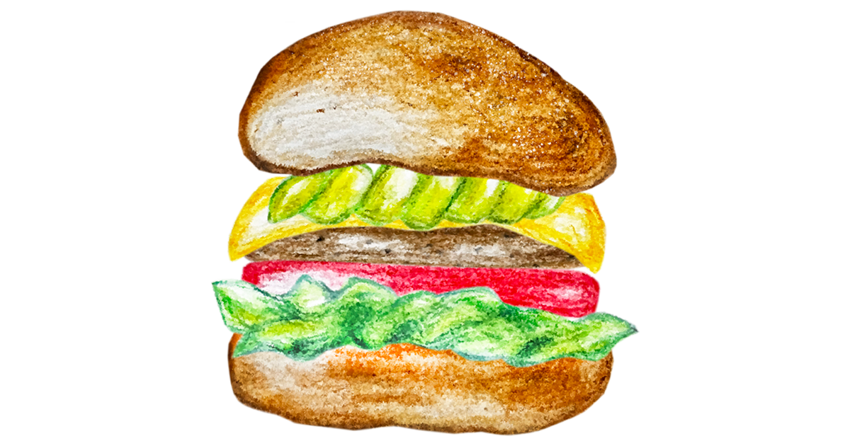 アボカドバーガーのイラスト