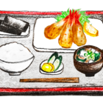 エビフライ定食のイラスト