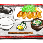 カキフライ定食のイラスト