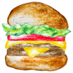 ダブルチーズバーガーのイラスト