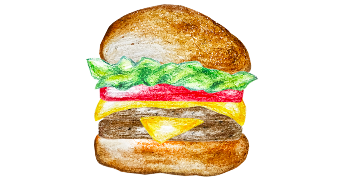 ダブルチーズバーガーのイラスト