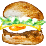 チーズてりたまバーガーのイラスト