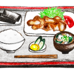 生姜焼き定食のイラスト