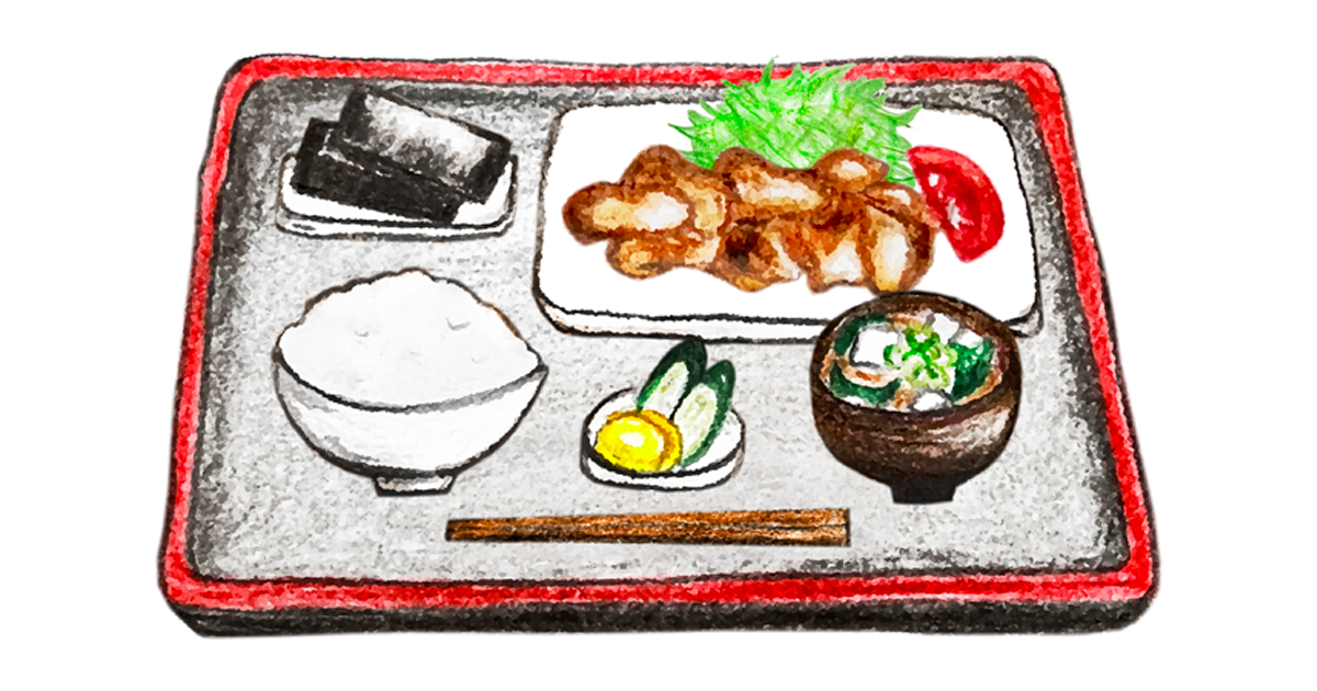 生姜焼き定食のイラスト