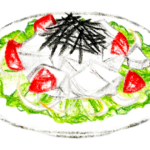 豆腐サラダのイラスト