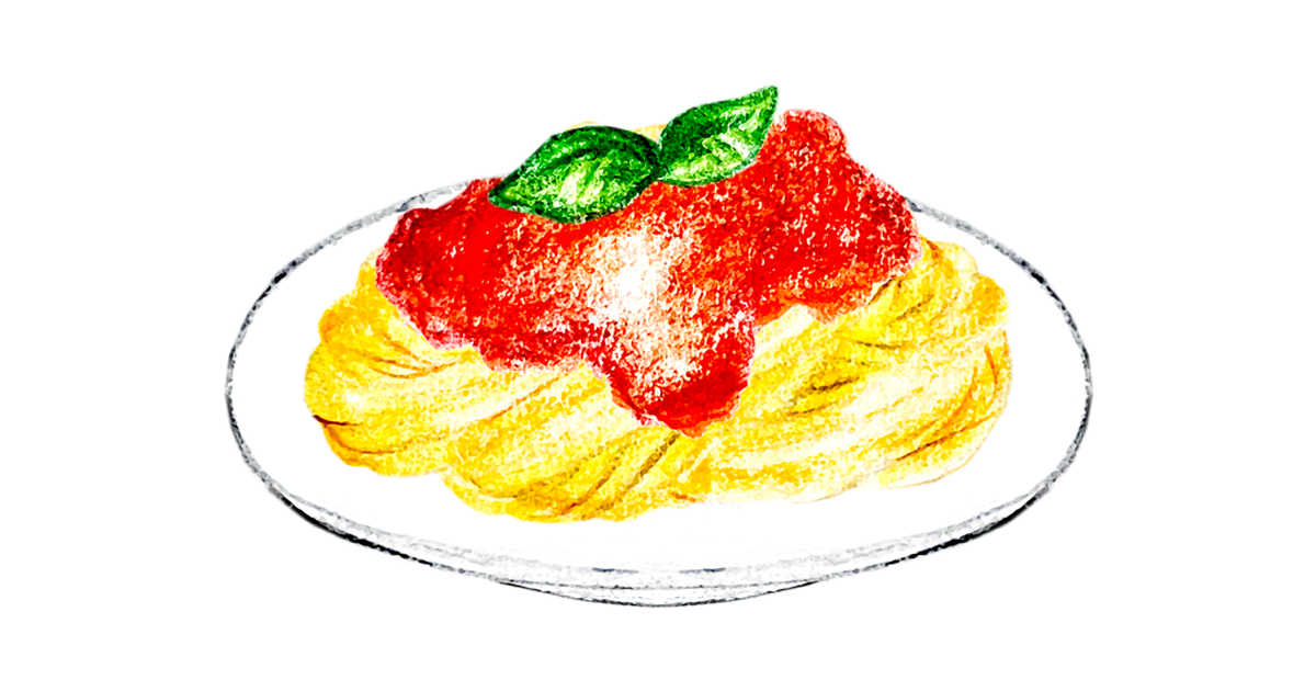 トマトソースパスタのイラスト