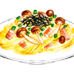 和風きのこパスタのイラスト