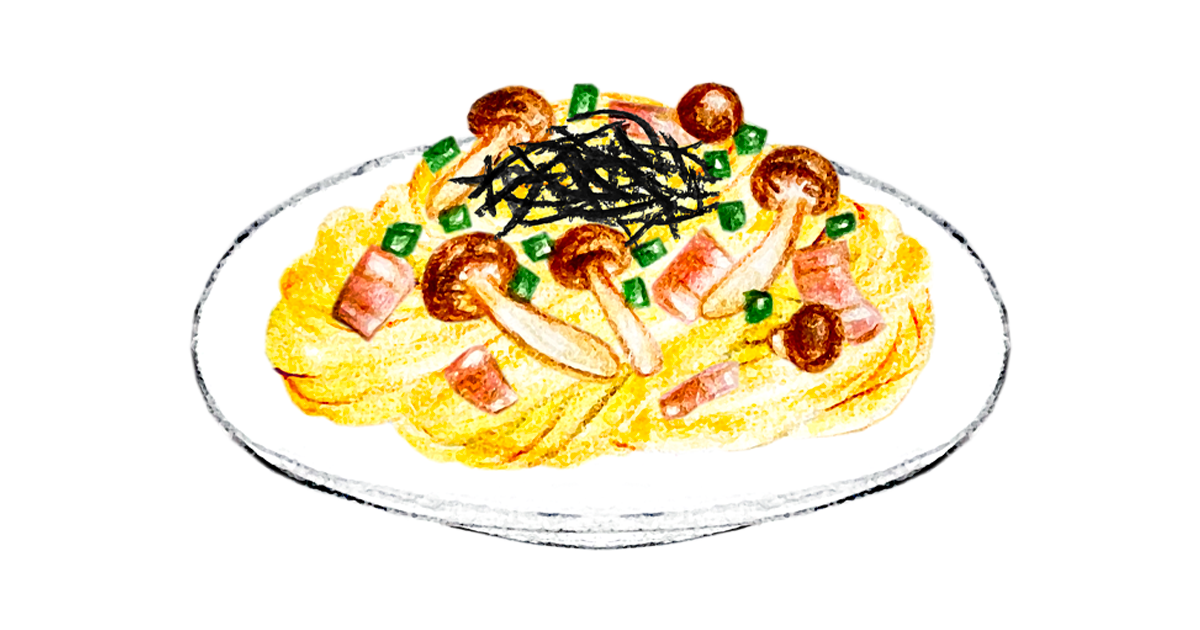 和風きのこパスタのイラスト