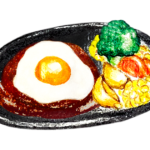 目玉焼きハンバーグのイラスト